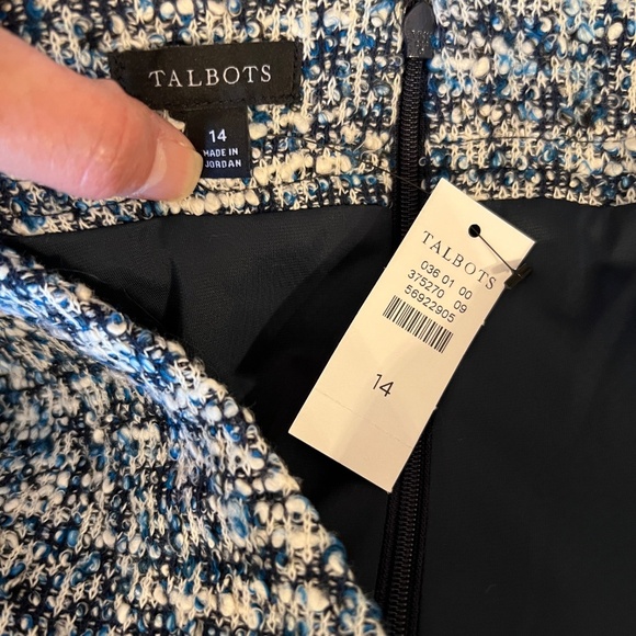 NWT Talbots Smile Blue White Stretch Tweed Shift Dress Size 14 - Picture 4 of 4